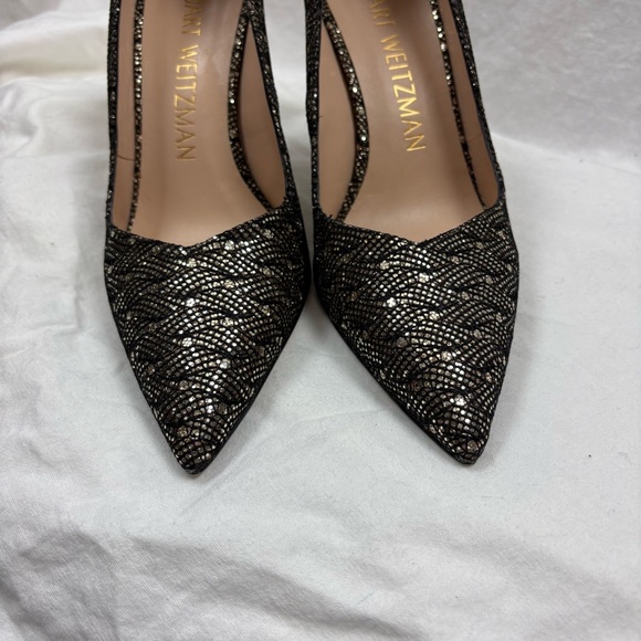 Stuart Weitzman Anny 70 gold metallic pointy toe pump  38.5 - Picture 10 of 13